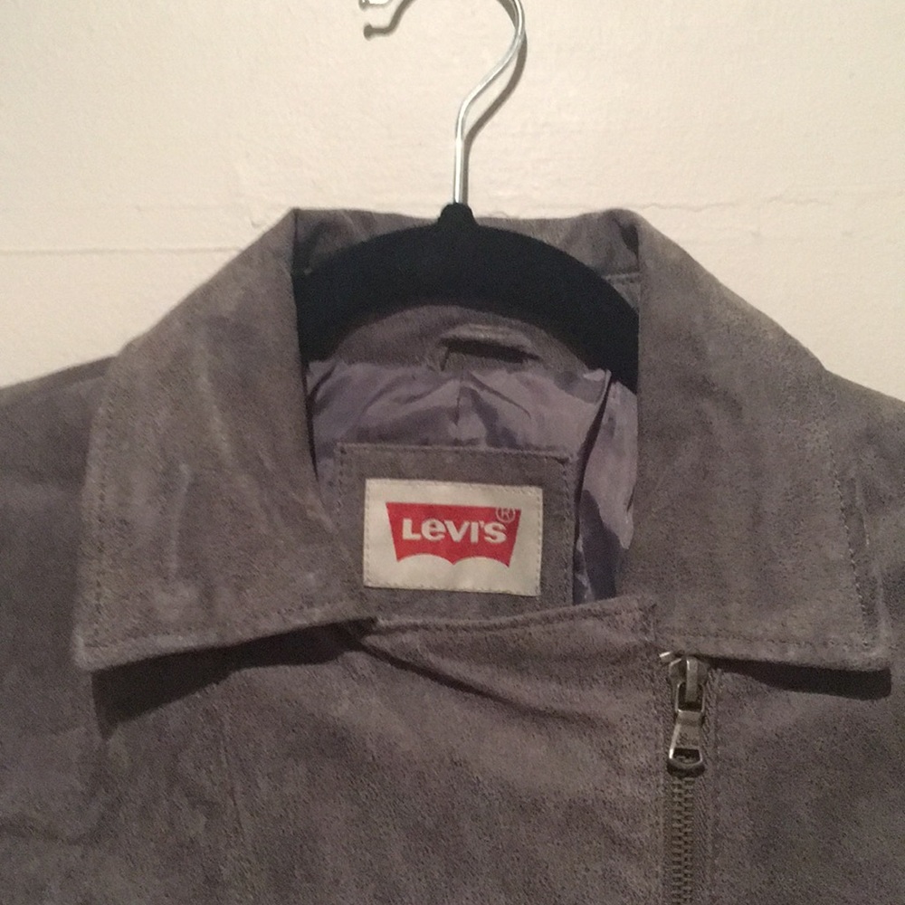 Levi’s Grey Suede Leather Moto Jacket - Picture 4 of 6
